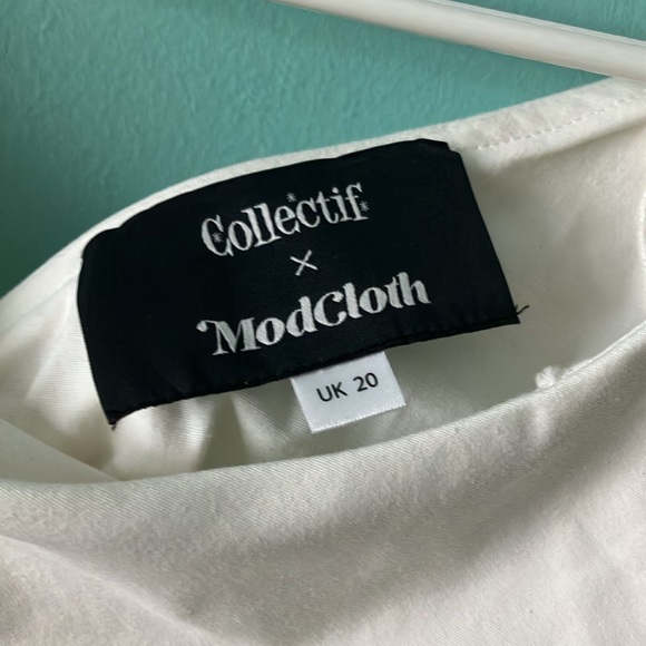 Collectif x ModCloth - Let’s Get Groovin’ Crop Top- White- UK20 - Picture 6 of 7